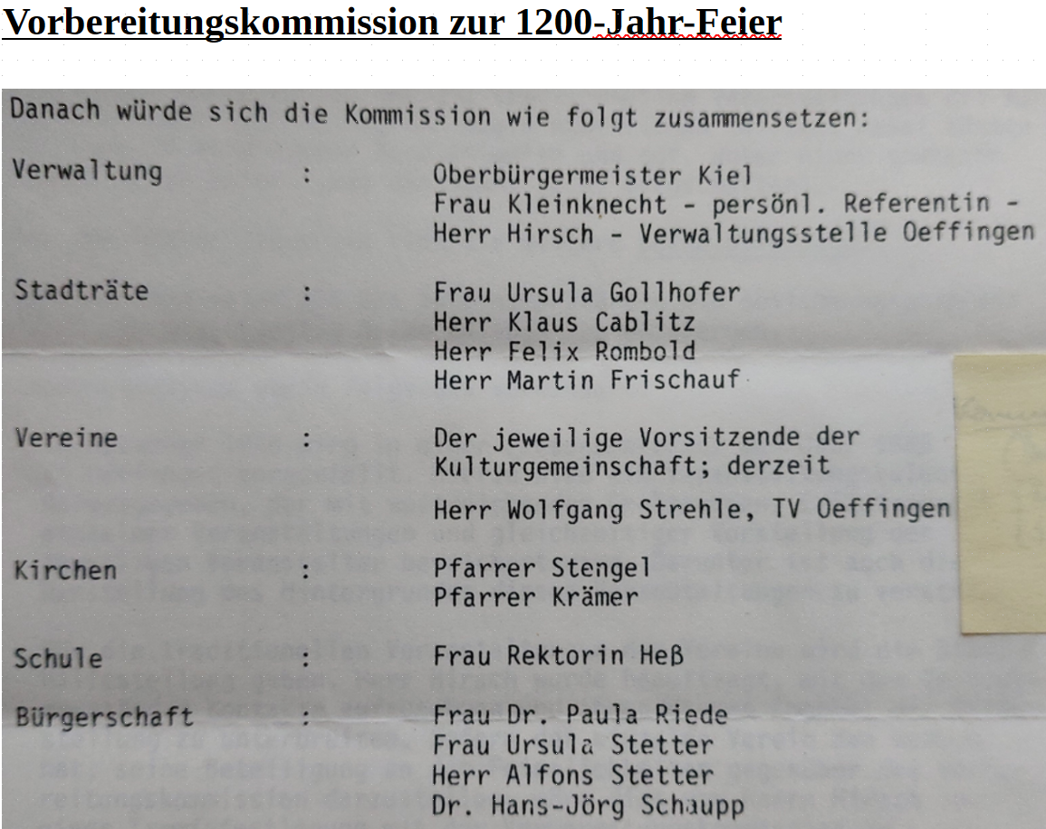 Archiv Heimatverein Oeffingen - Kommission