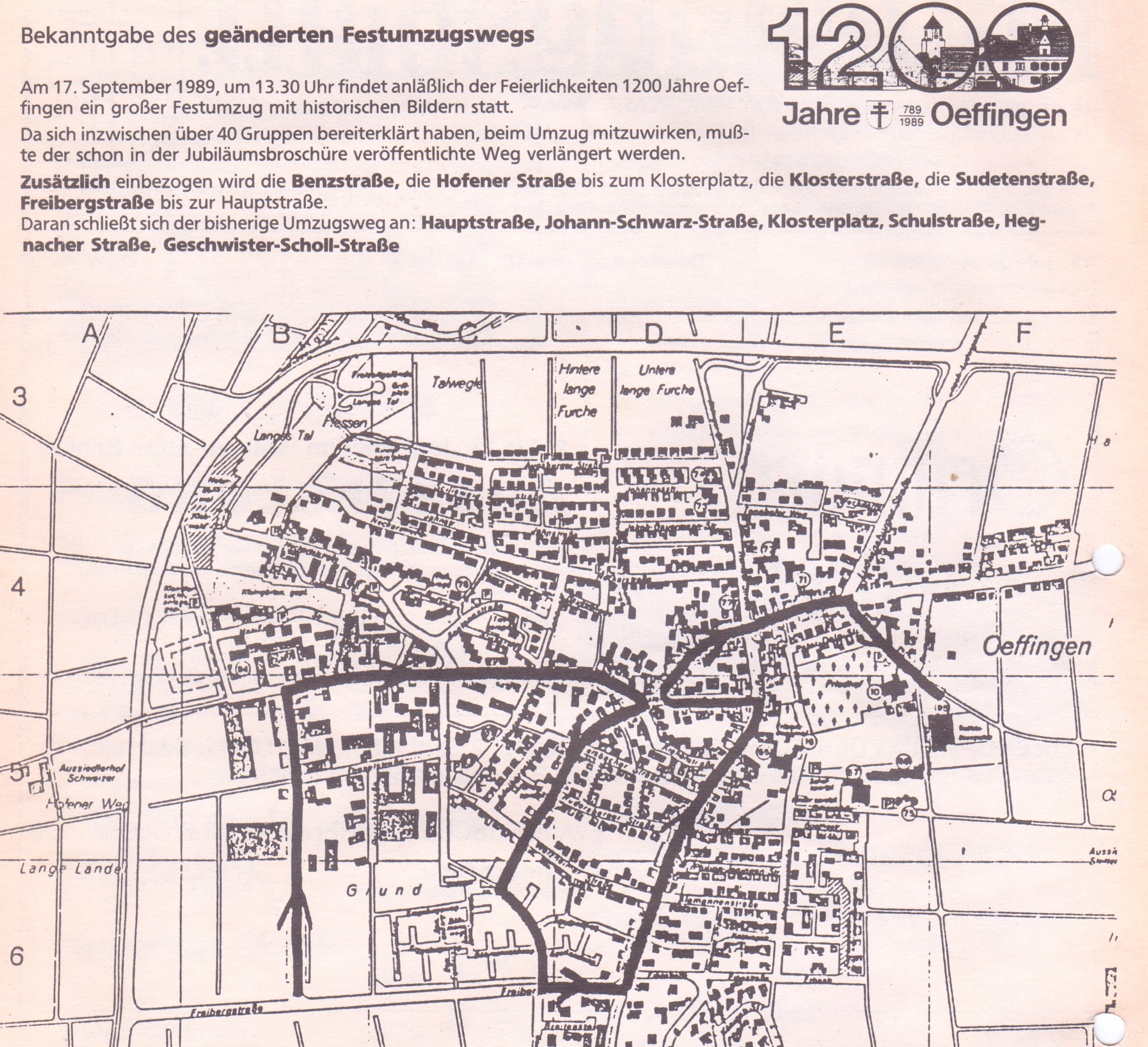 Archiv Heimatverein Oeffingen - Umzug Wegstrecke
