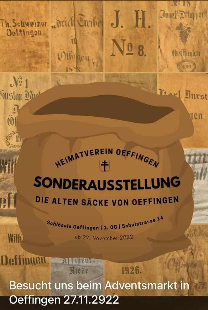 Archiv Heimatverein Oeffingen - Plakat Ausstellung alte Säcke von Oeffingen