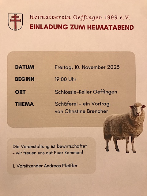 Archiv Heimatverein Oeffingen - Plakat Heimatabend November - Die Schfereie